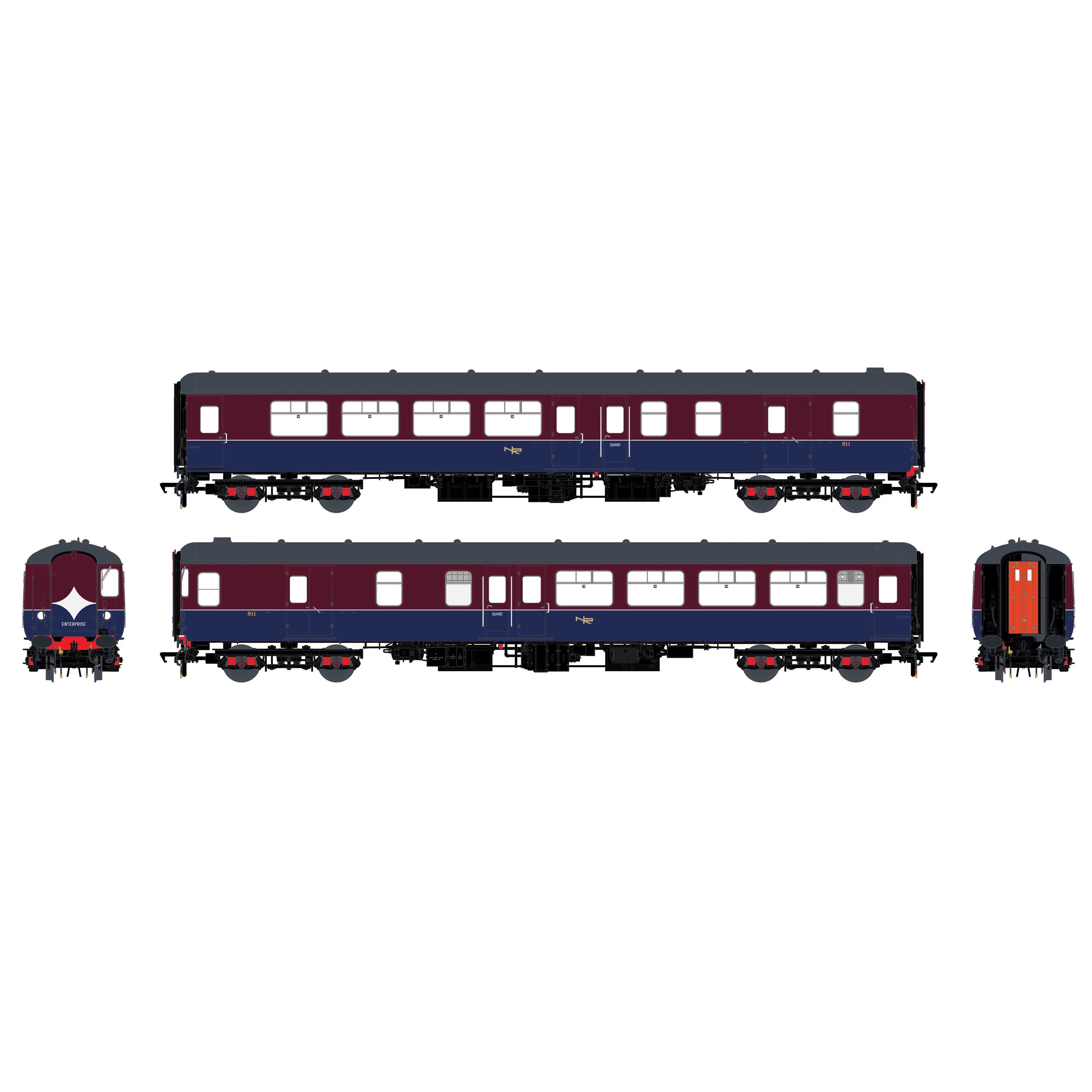 NIR Mk.2b BDTS (Driving Trailer) 811 NIR Maroon/Blue