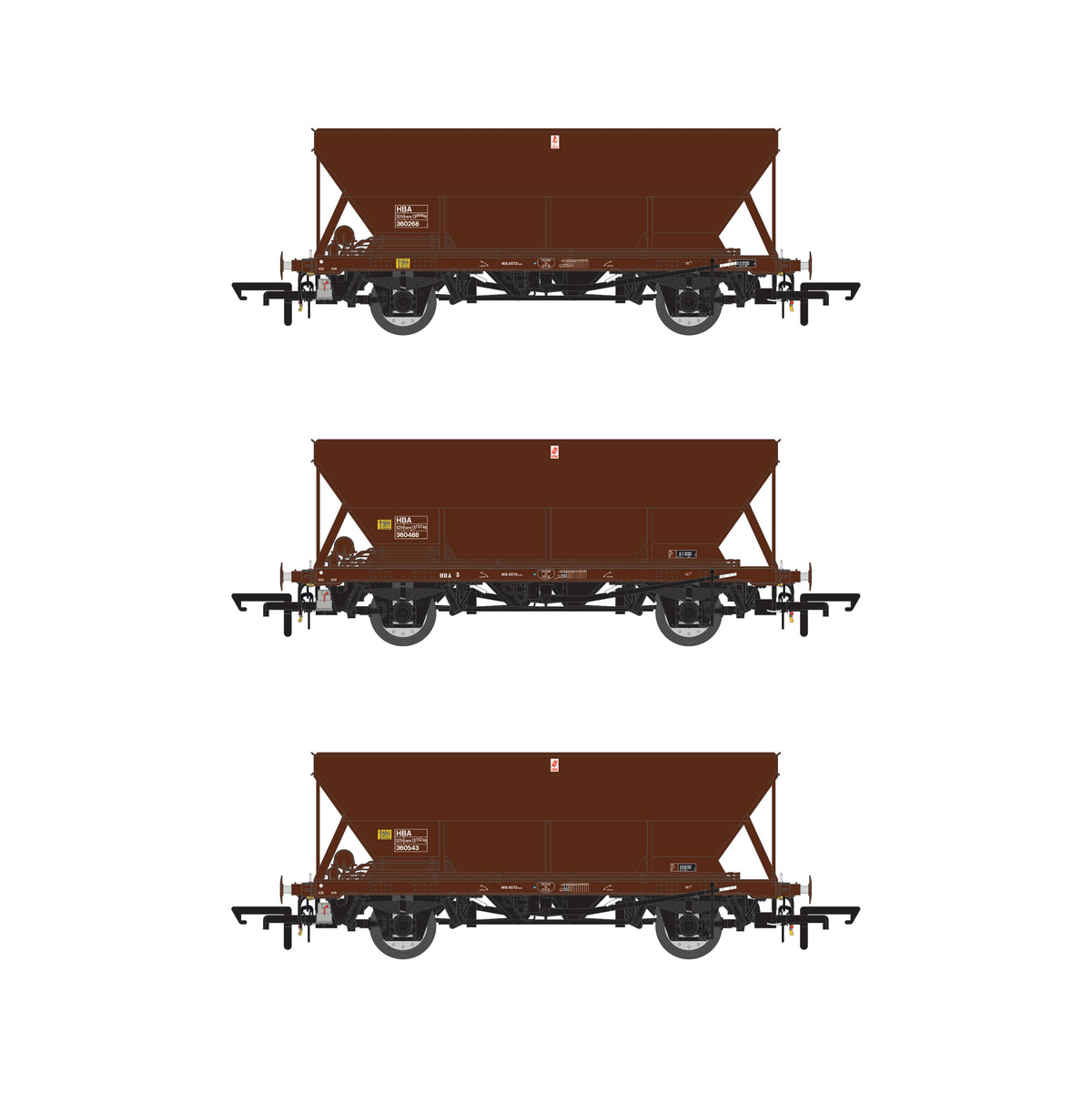BR 32.5t HBA Hopper - BR Railfreight Brown - Triple Pack B