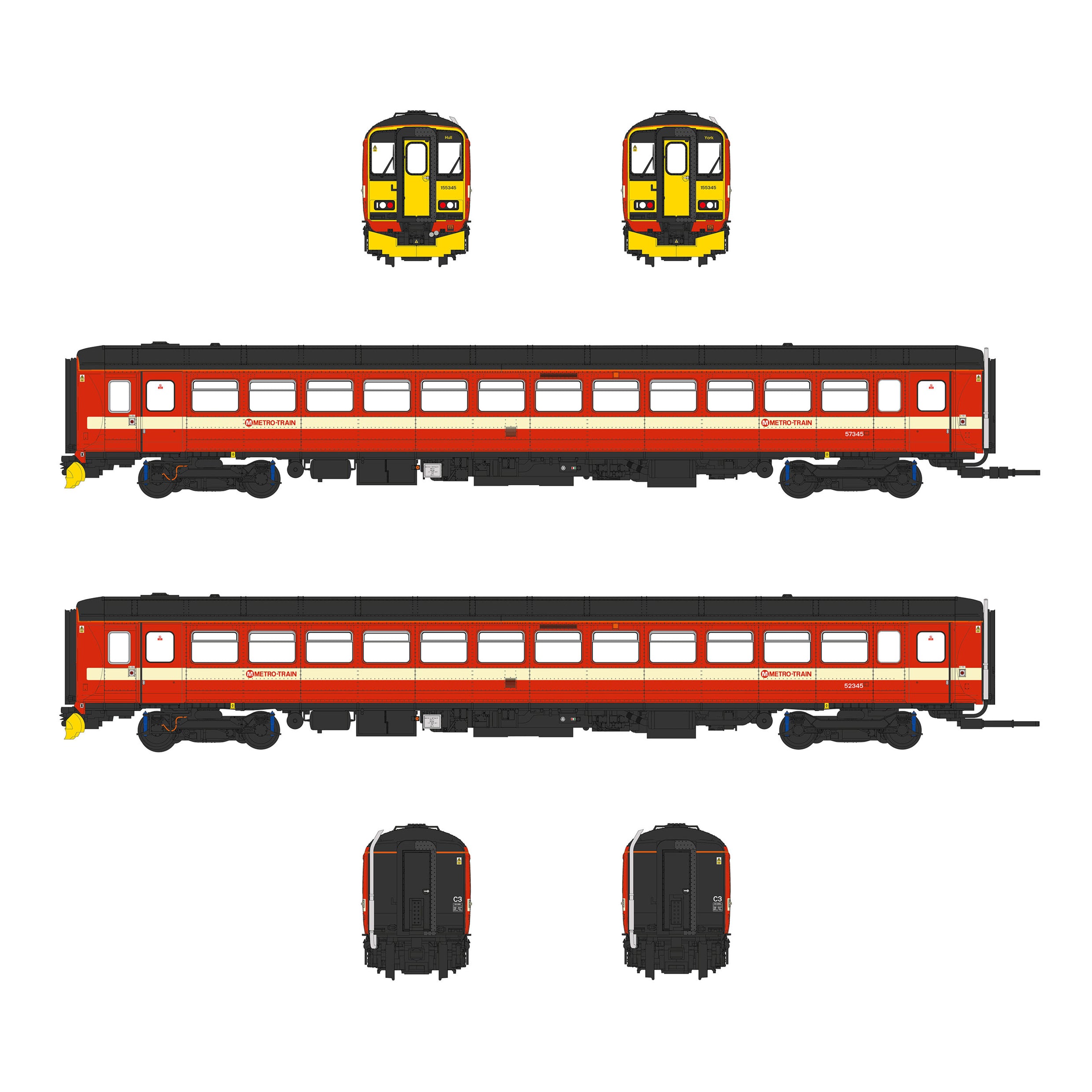 Classe 155 - West Yorkshire PTE - 155345 - Échelle OO