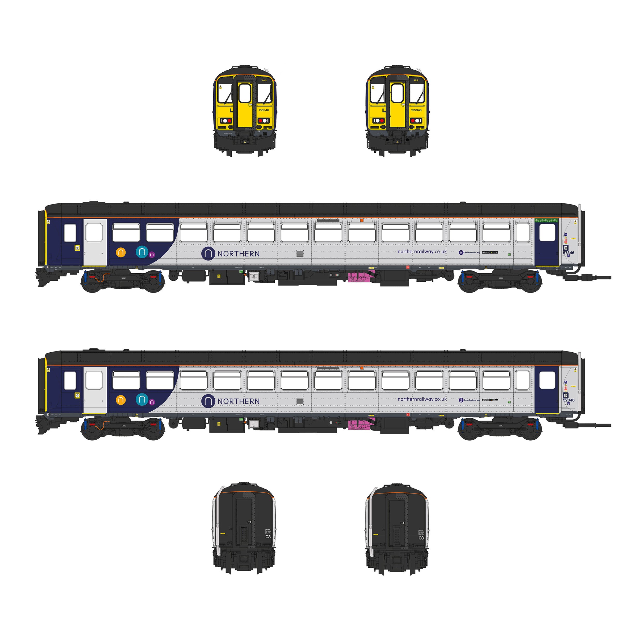 Classe 155 - Northern - 155346 - Échelle OO - Son DCC intégré