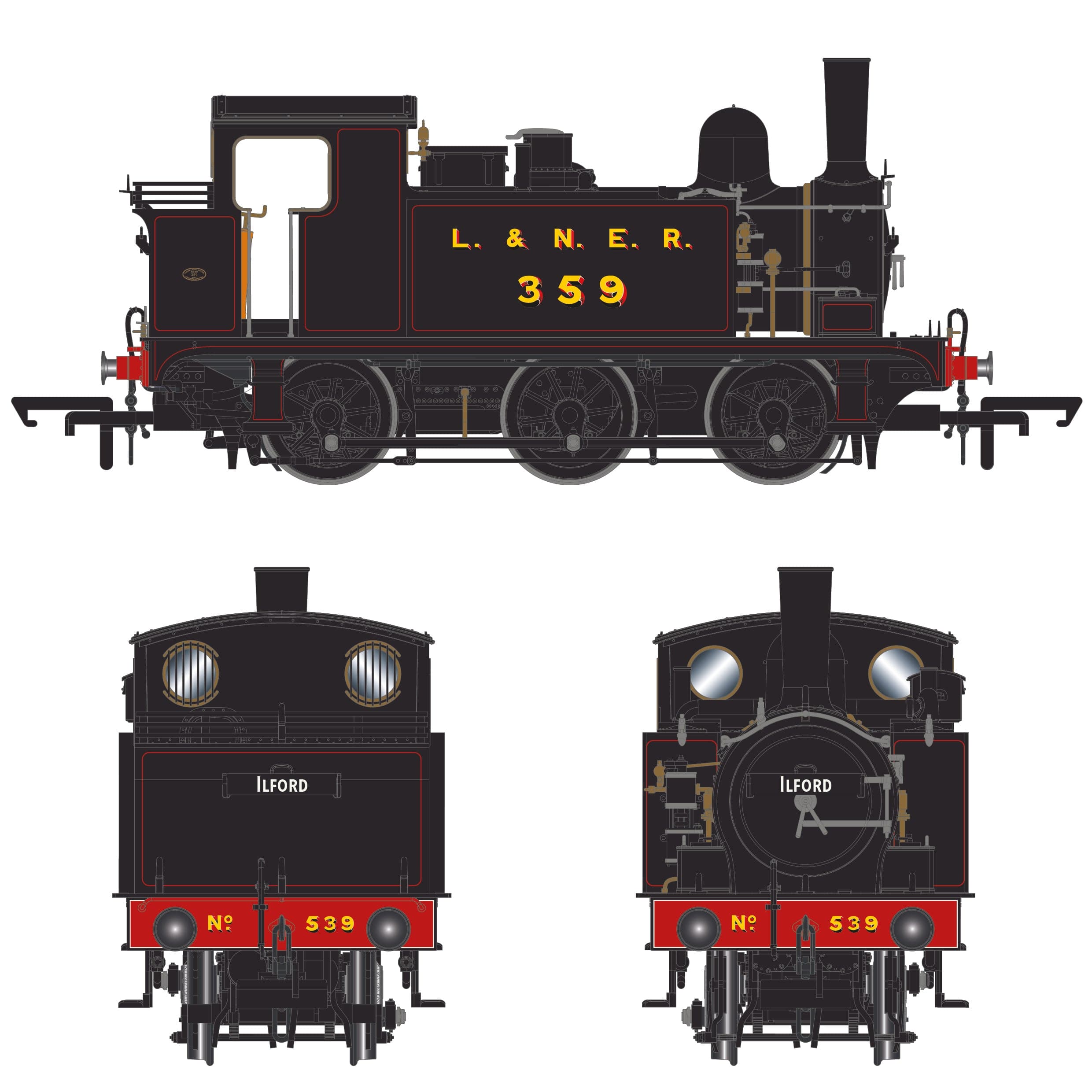 359 (7359) -LNER J69-LNER doublé noir-DCC Sound Fitted
