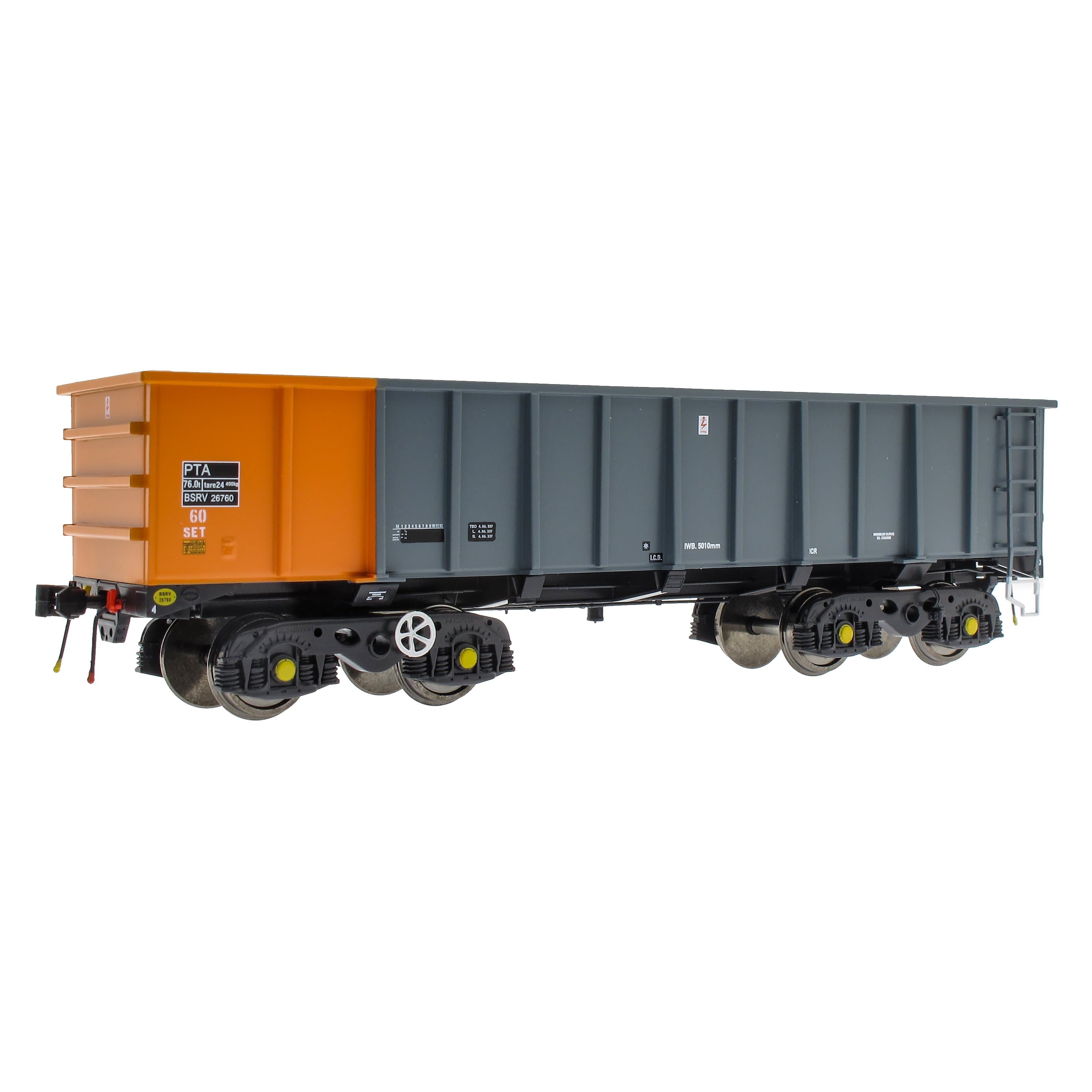 Pack basculeur de bogie PTA/JTA+JUA-Gris acier britannique et orange (extérieur) 