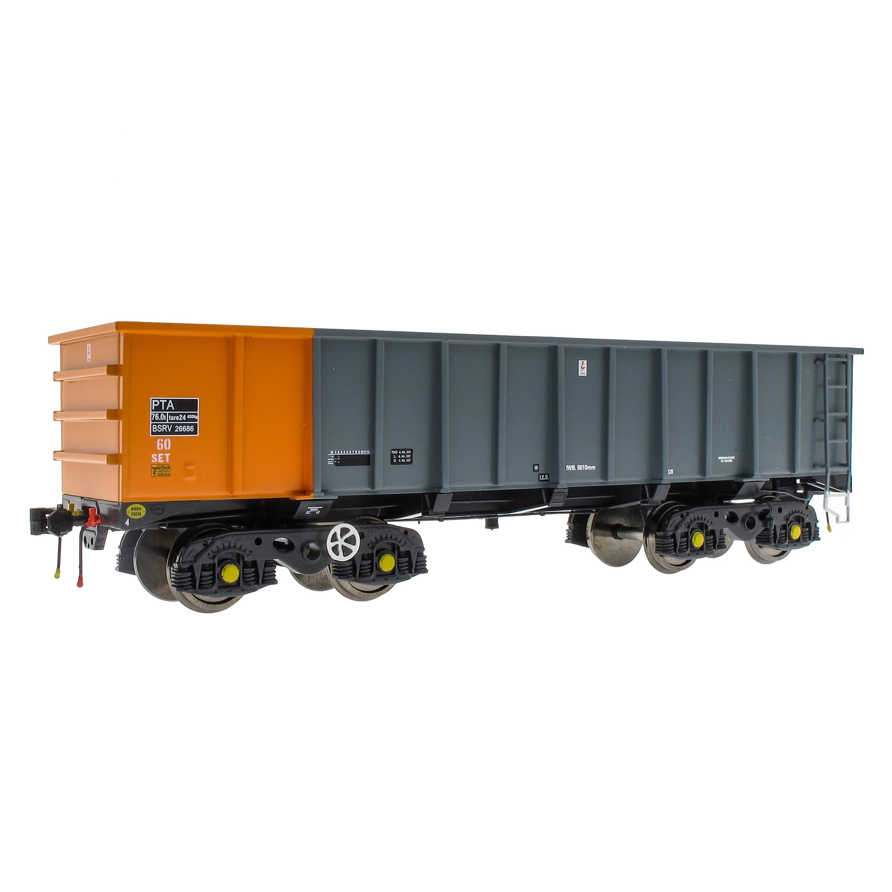 Pack basculeur de bogie PTA/JTA+JUA-Gris acier britannique et orange (extérieur) 