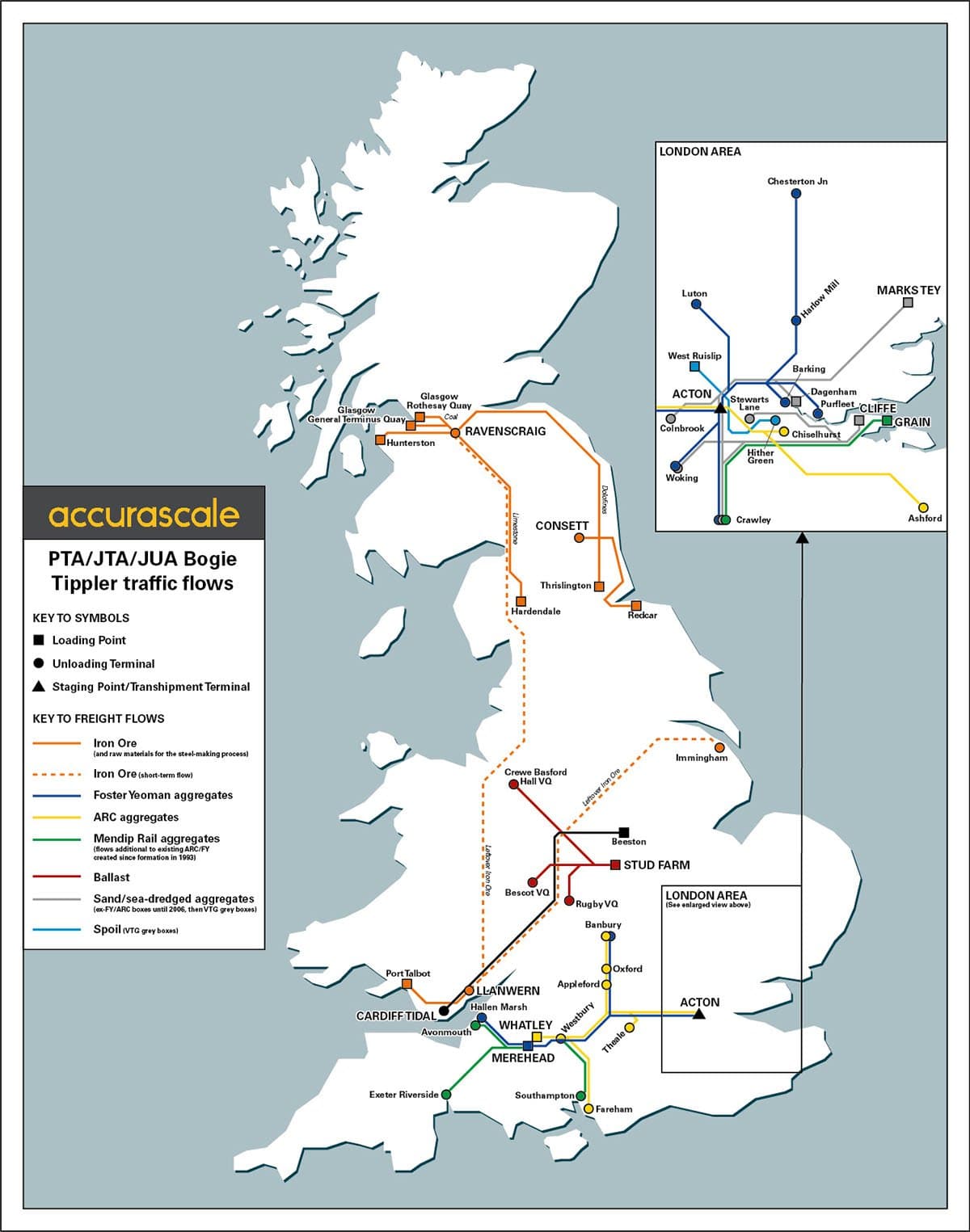 Pack basculeur de bogie PTA/JTA+JUA-Gris acier britannique et orange (extérieur) 